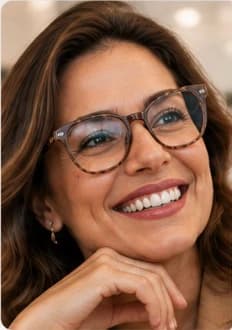 Cliente da Óticas Diniz Araucária usando óculos de grau